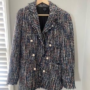 NWOT tweed blazer with pearl details Bardot US 4